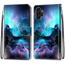 For Samsung Galaxy A13 4G Coloured Drawing Cross Texture Horizontal Flip Leather Phone Case with Holder & Card Slots & Wallet & Lanyard(Colorful Clouds)