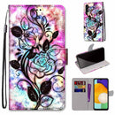 For Samsung Galaxy A13 5G Coloured Drawing Cross Texture Horizontal Flip Leather Phone Case with Holder & Card Slots & Wallet & Lanyard(Color Bottom Hollow Flower)