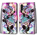 For Samsung Galaxy A13 5G Coloured Drawing Cross Texture Horizontal Flip Leather Phone Case with Holder & Card Slots & Wallet & Lanyard(Color Bottom Hollow Flower)