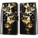 For Samsung Galaxy A13 5G Coloured Drawing Cross Texture Horizontal Flip Leather Phone Case with Holder & Card Slots & Wallet & Lanyard(Golden Butterfly Group)