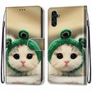 For Samsung Galaxy A13 5G Coloured Drawing Cross Texture Horizontal Flip Leather Phone Case with Holder & Card Slots & Wallet & Lanyard(Frog Kitten)