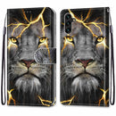 For Samsung Galaxy A13 5G Coloured Drawing Cross Texture Horizontal Flip Leather Phone Case with Holder & Card Slots & Wallet & Lanyard(Fission Lion)