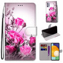 For Samsung Galaxy A33 5G Coloured Drawing Cross Texture Horizontal Flip Leather Phone Case with Holder & Card Slots & Wallet & Lanyard(Wild Rose)