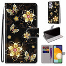 For Samsung Galaxy A33 5G Coloured Drawing Cross Texture Horizontal Flip Leather Phone Case with Holder & Card Slots & Wallet & Lanyard(Gold Diamond Butterfly)