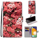For Samsung Galaxy A33 5G Coloured Drawing Cross Texture Horizontal Flip Leather Phone Case with Holder & Card Slots & Wallet & Lanyard(Pink Rose Garden)