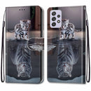 For Samsung Galaxy A33 5G Coloured Drawing Cross Texture Horizontal Flip Leather Phone Case with Holder & Card Slots & Wallet & Lanyard(Cat Becomes Tiger)