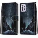 For Samsung Galaxy A33 5G Coloured Drawing Cross Texture Horizontal Flip Leather Phone Case with Holder & Card Slots & Wallet & Lanyard(Mountain Road Starry Sky)