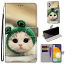 For Samsung Galaxy A33 5G Coloured Drawing Cross Texture Horizontal Flip Leather Phone Case with Holder & Card Slots & Wallet & Lanyard(Frog Kitten)