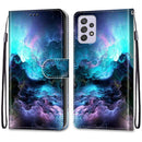 For Samsung Galaxy A33 5G Coloured Drawing Cross Texture Horizontal Flip Leather Phone Case with Holder & Card Slots & Wallet & Lanyard(Colorful Clouds)