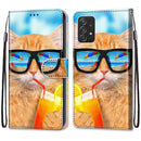 For Samsung Galaxy A53 5G Coloured Drawing Cross Texture Horizontal Flip Leather Phone Case with Holder & Card Slots & Wallet & Lanyard(Cat Drinking Soda)
