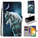 For Samsung Galaxy A53 5G Coloured Drawing Cross Texture Horizontal Flip Leather Phone Case with Holder & Card Slots & Wallet & Lanyard(Pensive Wolf)