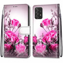 For Samsung Galaxy A53 5G Coloured Drawing Cross Texture Horizontal Flip Leather Phone Case with Holder & Card Slots & Wallet & Lanyard(Wild Rose)