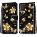For Samsung Galaxy A53 5G Coloured Drawing Cross Texture Horizontal Flip Leather Phone Case with Holder & Card Slots & Wallet & Lanyard(Gold Diamond Butterfly)