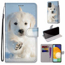 For Samsung Galaxy A53 5G Coloured Drawing Cross Texture Horizontal Flip Leather Phone Case with Holder & Card Slots & Wallet & Lanyard(Snow Puppy)