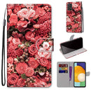 For Samsung Galaxy A53 5G Coloured Drawing Cross Texture Horizontal Flip Leather Phone Case with Holder & Card Slots & Wallet & Lanyard(Pink Rose Garden)