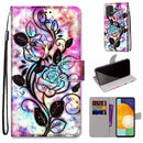 For Samsung Galaxy A53 5G Coloured Drawing Cross Texture Horizontal Flip Leather Phone Case with Holder & Card Slots & Wallet & Lanyard(Color Bottom Hollow Flower)