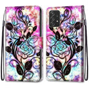 For Samsung Galaxy A53 5G Coloured Drawing Cross Texture Horizontal Flip Leather Phone Case with Holder & Card Slots & Wallet & Lanyard(Color Bottom Hollow Flower)