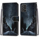 For Samsung Galaxy A53 5G Coloured Drawing Cross Texture Horizontal Flip Leather Phone Case with Holder & Card Slots & Wallet & Lanyard(Mountain Road Starry Sky)