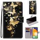 For Samsung Galaxy A53 5G Coloured Drawing Cross Texture Horizontal Flip Leather Phone Case with Holder & Card Slots & Wallet & Lanyard(Golden Butterfly Group)
