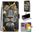 For Samsung Galaxy A53 5G Coloured Drawing Cross Texture Horizontal Flip Leather Phone Case with Holder & Card Slots & Wallet & Lanyard(Fission Lion)