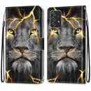For Samsung Galaxy A53 5G Coloured Drawing Cross Texture Horizontal Flip Leather Phone Case with Holder & Card Slots & Wallet & Lanyard(Fission Lion)