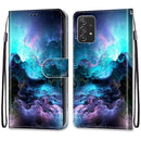 For Samsung Galaxy A53 5G Coloured Drawing Cross Texture Horizontal Flip Leather Phone Case with Holder & Card Slots & Wallet & Lanyard(Colorful Clouds)
