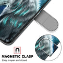 For Samsung Galaxy S22 5G Coloured Drawing Cross Texture Horizontal Flip Leather Phone Case with Holder & Card Slots & Wallet & Lanyard(Pensive Wolf)