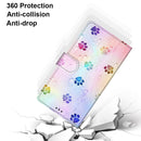 For Samsung Galaxy S22+ 5G Coloured Drawing Cross Texture Horizontal Flip Leather Phone Case with Holder & Card Slots & Wallet & Lanyard(Footprint Water Drops)