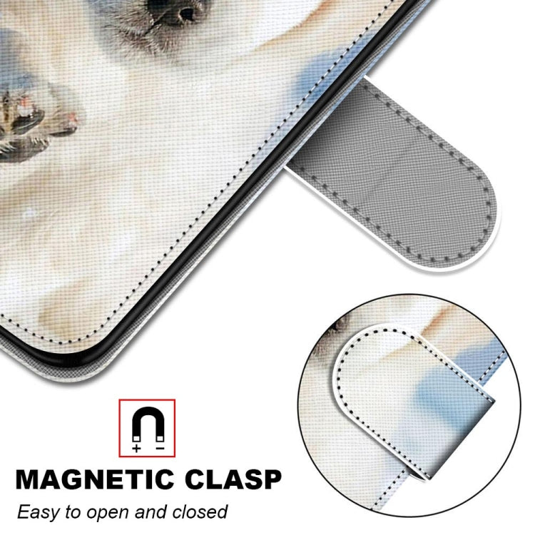 For Samsung Galaxy S22+ 5G Coloured Drawing Cross Texture Horizontal Flip Leather Phone Case with Holder & Card Slots & Wallet & Lanyard(Snow Puppy)