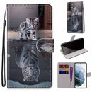 For Samsung Galaxy S22+ 5G Coloured Drawing Cross Texture Horizontal Flip Leather Phone Case with Holder & Card Slots & Wallet & Lanyard(Cat Becomes Tiger)