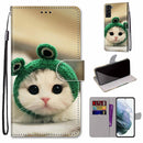 For Samsung Galaxy S22+ 5G Coloured Drawing Cross Texture Horizontal Flip Leather Phone Case with Holder & Card Slots & Wallet & Lanyard(Frog Kitten)