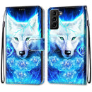For Samsung Galaxy S22+ 5G Coloured Drawing Cross Texture Horizontal Flip Leather Phone Case with Holder & Card Slots & Wallet & Lanyard(Dick Rose Wolf)
