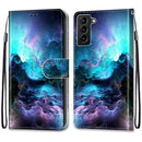 For Samsung Galaxy S22+ 5G Coloured Drawing Cross Texture Horizontal Flip Leather Phone Case with Holder & Card Slots & Wallet & Lanyard(Colorful Clouds)