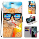 For Samsung Galaxy S22 Ultra 5G Coloured Drawing Cross Texture Horizontal Flip Leather Phone Case with Holder & Card Slots & Wallet & Lanyard(Cat Drinking Soda)