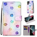 For Samsung Galaxy S22 Ultra 5G Coloured Drawing Cross Texture Horizontal Flip Leather Phone Case with Holder & Card Slots & Wallet & Lanyard(Footprint Water Drops)