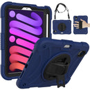 Shockproof PC + Silicone Combination Tablet Case with Holder & Hand Strap & Shoulder Strap For iPad mini 6(Navy Blue)