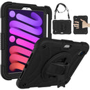 Shockproof PC + Silicone Combination Tablet Case with Holder & Hand Strap & Shoulder Strap For iPad mini 6(Black)