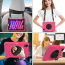 Shockproof PC + Silicone Combination Tablet Case with Holder & Hand Strap & Shoulder Strap For iPad mini 6(Rose Red)