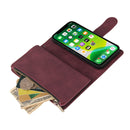 Multifunctional Phone Leather Case with Card Slot & Holder & Zipper Wallet & Photo Frame For iPhone 13 mini(Wine Red)