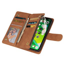 Multifunctional Phone Leather Case with Card Slot & Holder & Zipper Wallet & Photo Frame For iPhone 13 mini(Brown)