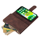 Multifunctional Phone Leather Case with Card Slot & Holder & Zipper Wallet & Photo Frame For iPhone 13 mini(Coffee)