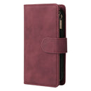 Multifunctional Phone Leather Case with Card Slot & Holder & Zipper Wallet & Photo Frame For iPhone 13(Wine Red)