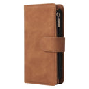 Multifunctional Phone Leather Case with Card Slot & Holder & Zipper Wallet & Photo Frame For iPhone 13(Brown)