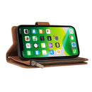 Multifunctional Phone Leather Case with Card Slot & Holder & Zipper Wallet & Photo Frame For iPhone 13(Brown)