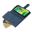 Multifunctional Phone Leather Case with Card Slot & Holder & Zipper Wallet & Photo Frame For iPhone 13(Blue)