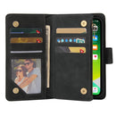 Multifunctional Phone Leather Case with Card Slot & Holder & Zipper Wallet & Photo Frame For iPhone 13(Black)