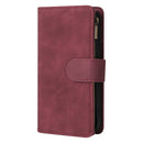 Multifunctional Phone Leather Case with Card Slot & Holder & Zipper Wallet & Photo Frame For iPhone 13 Pro(Wine Red)