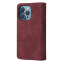 Multifunctional Phone Leather Case with Card Slot & Holder & Zipper Wallet & Photo Frame For iPhone 13 Pro(Wine Red)
