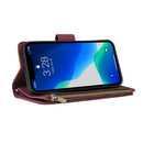 Multifunctional Phone Leather Case with Card Slot & Holder & Zipper Wallet & Photo Frame For iPhone 13 Pro(Wine Red)
