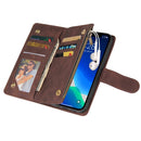Multifunctional Phone Leather Case with Card Slot & Holder & Zipper Wallet & Photo Frame For iPhone 13 Pro(Coffee)